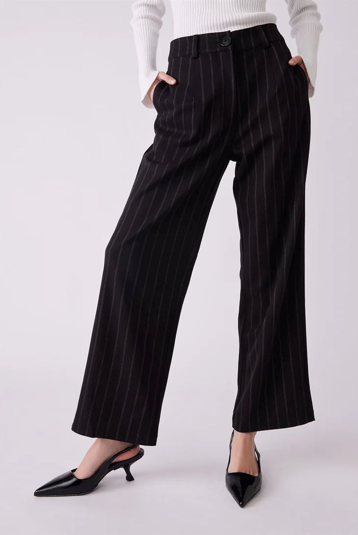 ESMAEE Studio Tailored Pants - Black Pinstripe PANTS - Zabecca Living