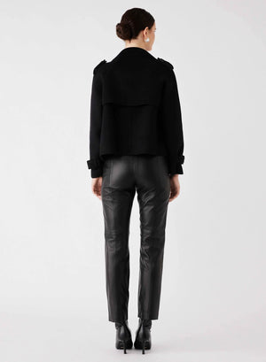 ESMAEE Virtual Cropped Trench Coat - Black Coat - Zabecca Living