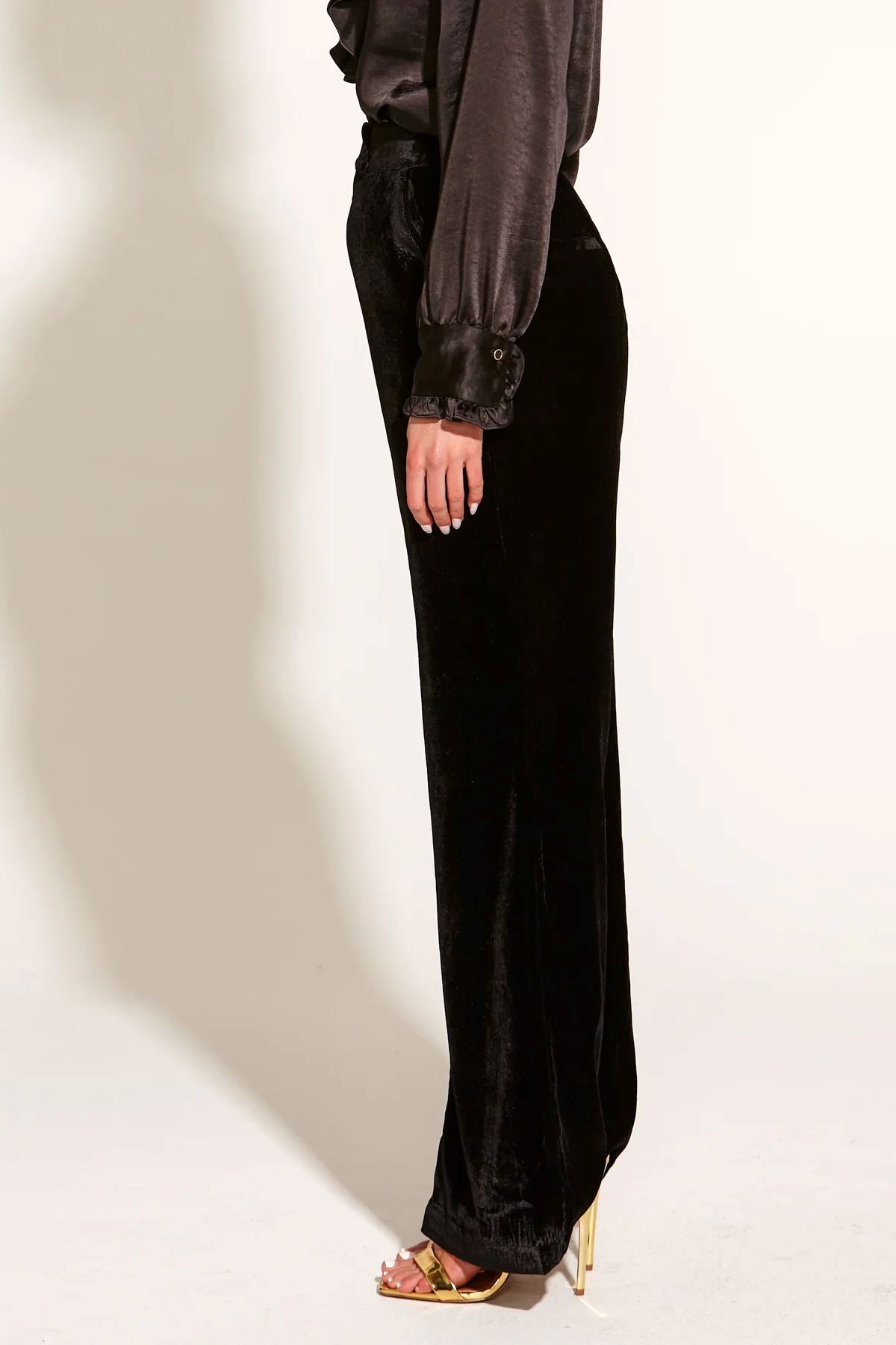 FATE & BECKER Mustang Sally Wide Leg Velvet Pants - Black PANTS - Zabecca Living