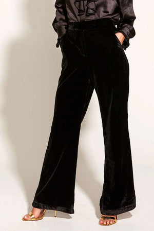 FATE & BECKER Mustang Sally Wide Leg Velvet Pants - Black PANTS - Zabecca Living