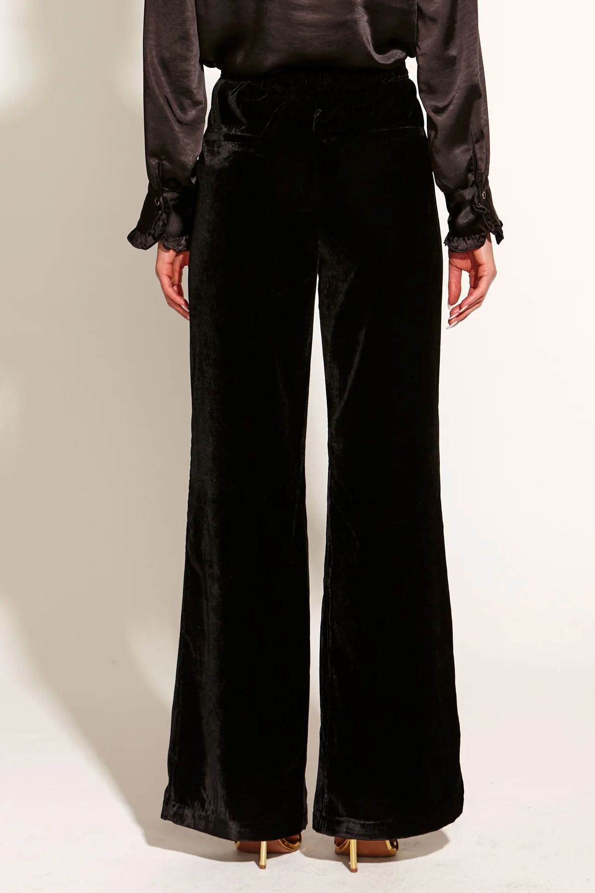 FATE & BECKER Mustang Sally Wide Leg Velvet Pants - Black PANTS - Zabecca Living