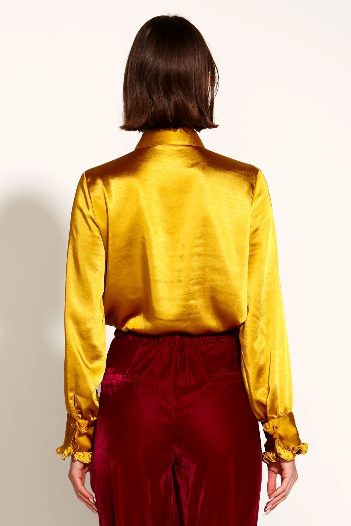 FATE & BECKER Only She Knows Ruffle Shirt - Gold Shirts & Blouses - Zabecca Living