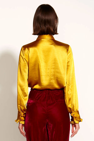 FATE & BECKER Only She Knows Ruffle Shirt - Gold Shirts & Blouses - Zabecca Living