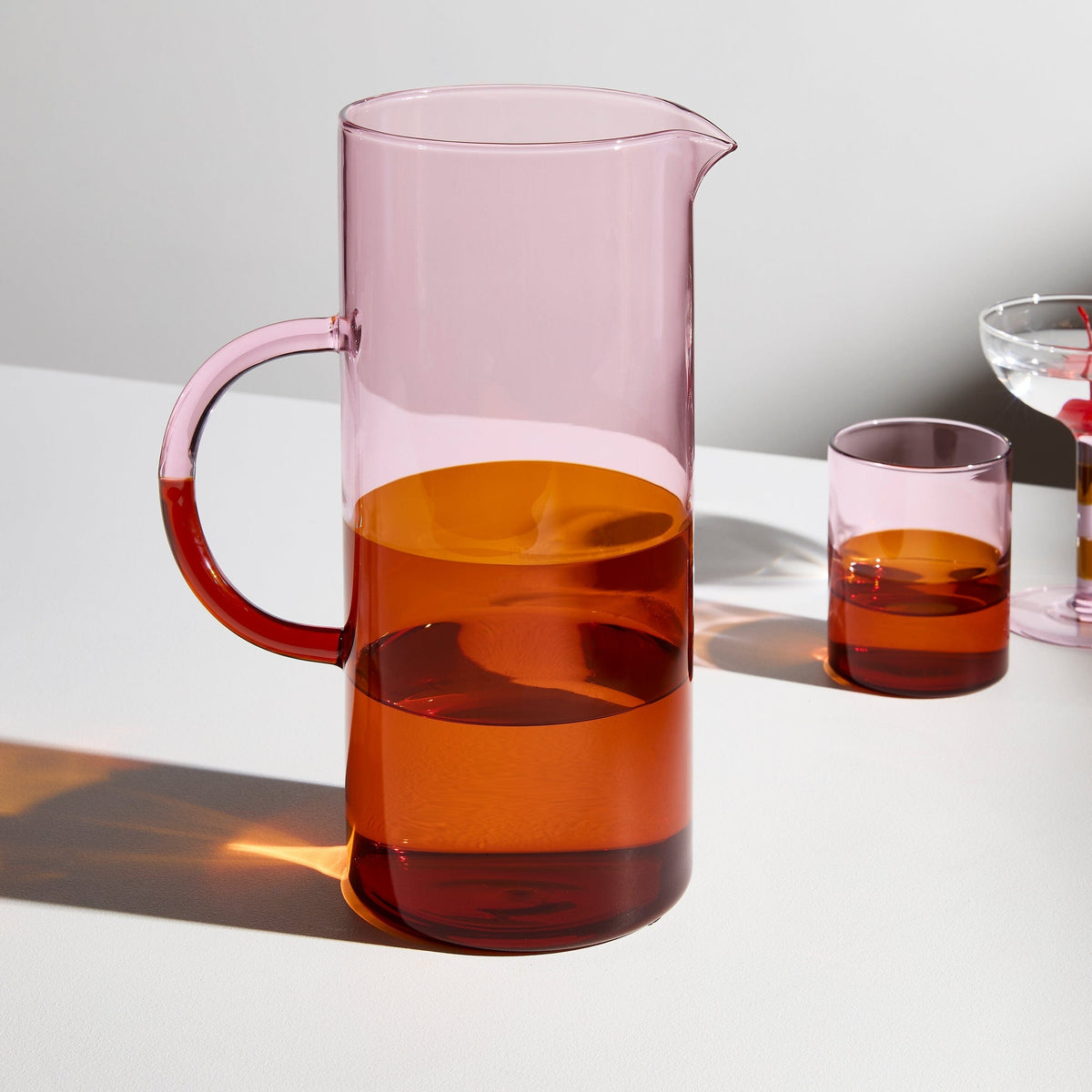 FAZEEK Two Tone Pitcher - Pink + Amber DRINKWARE - Zabecca Living