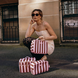 FOX & FALLOW Burgundy Stripe Cosmetic Bag COSMETIC BAG - Zabecca Living