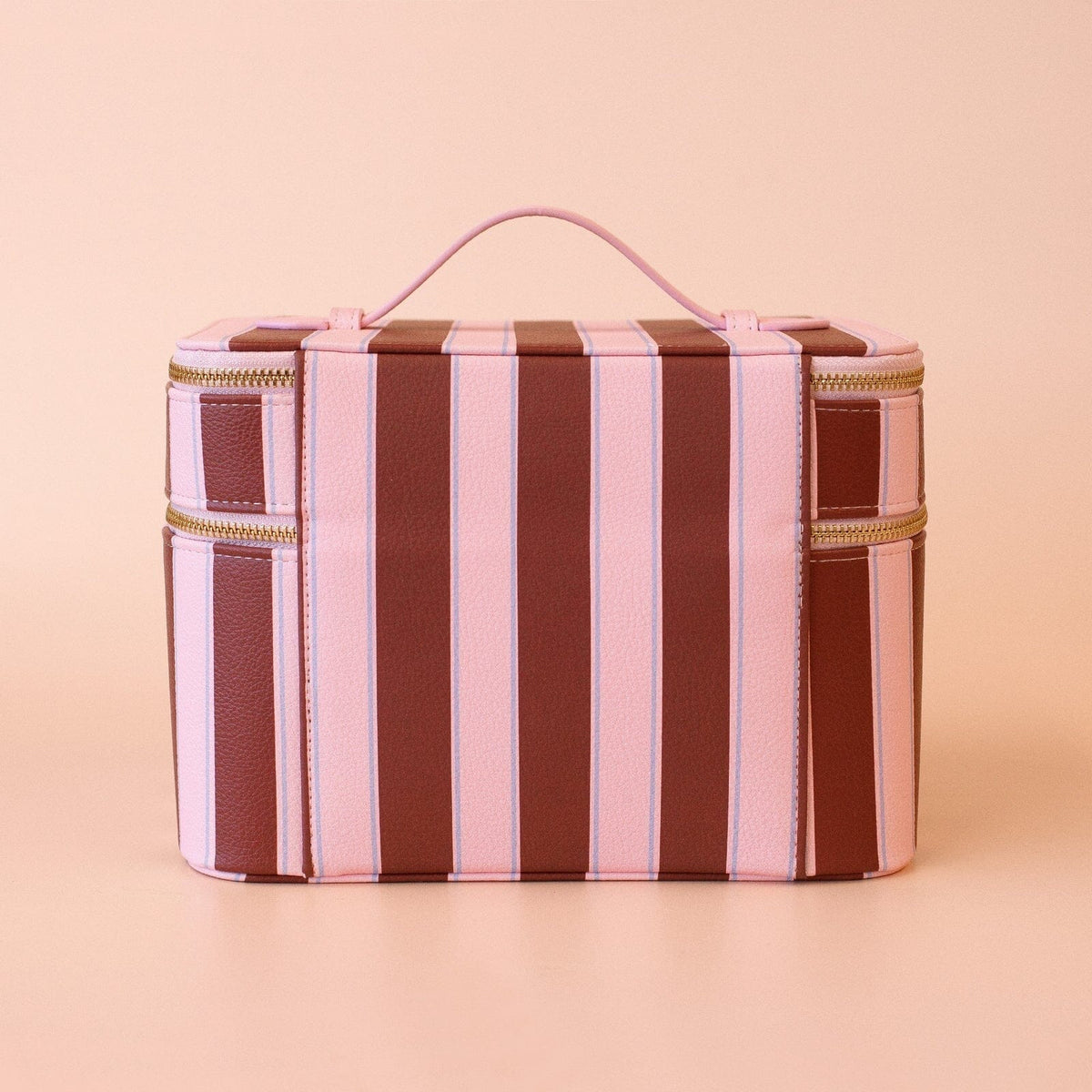 FOX & FALLOW Burgundy Stripe Vanity Case COSMETIC BAG - Zabecca Living