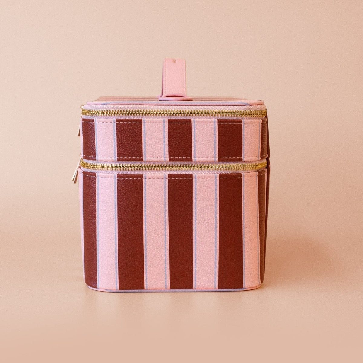 FOX & FALLOW Burgundy Stripe Vanity Case COSMETIC BAG - Zabecca Living