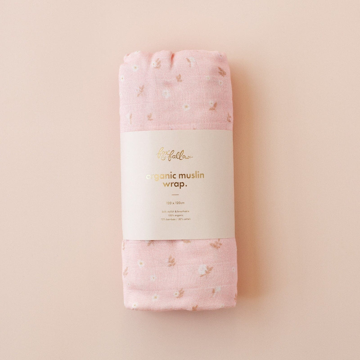 FOX & FALLOW Dusty Roses Organic Muslin Wrap Swaddle BABY BLANKET - Zabecca Living