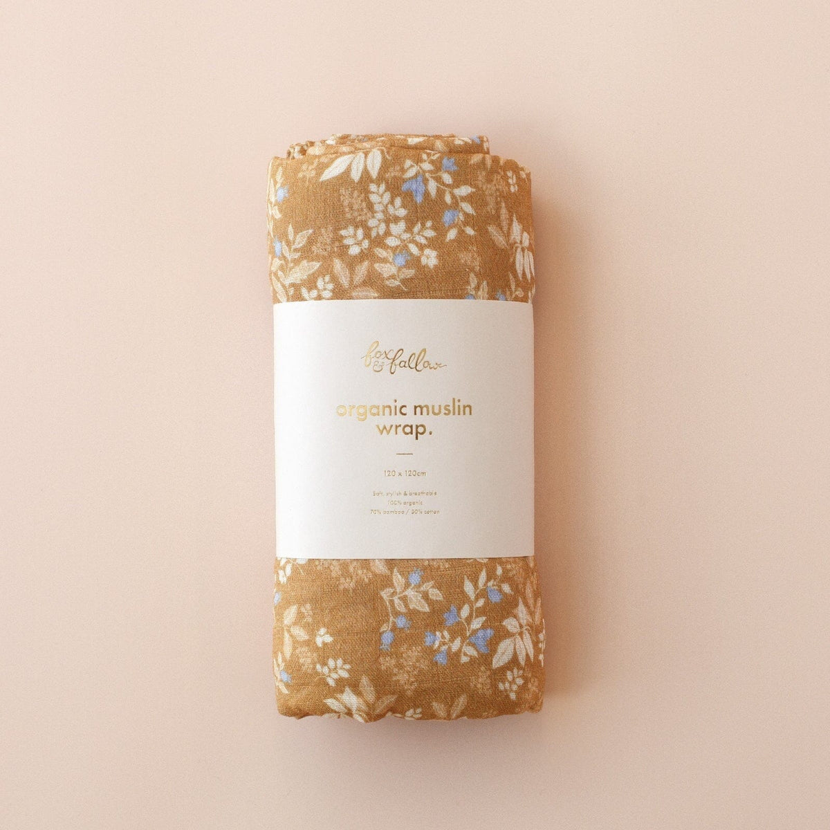 FOX & FALLOW Gold Holly Organic Muslin Wrap Swaddle BABY BLANKET - Zabecca Living
