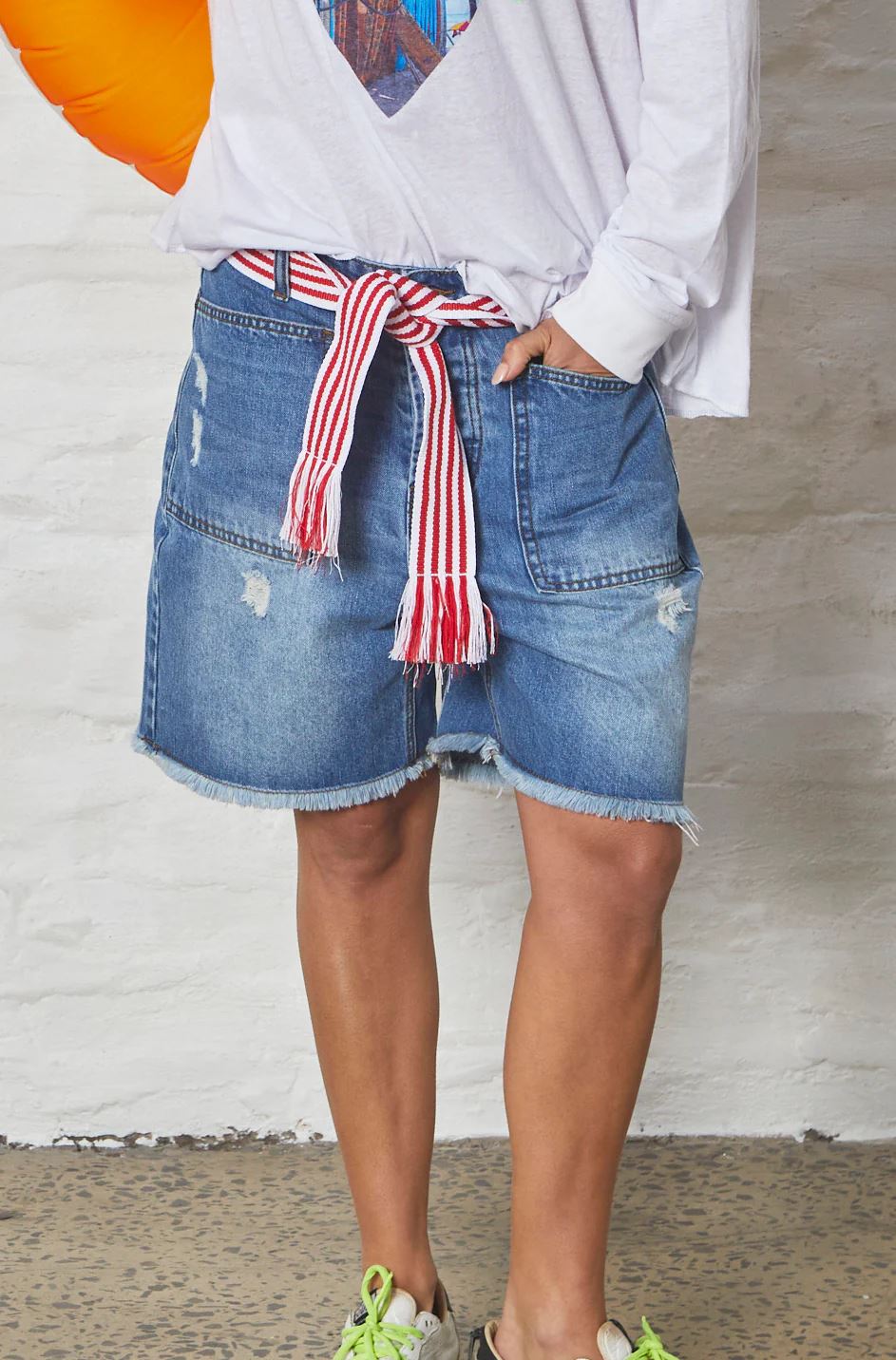 HAMMILL & CO Carpenter Short - Frayed Denim SHORTS - Zabecca Living