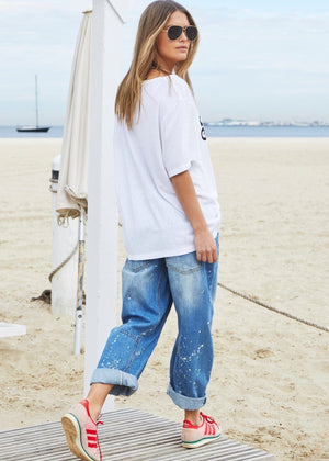 HAMMILL & CO Hammill '74 Logo V-Neck Tee - White Tee - Zabecca Living