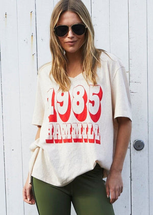 HAMMILL & CO Hammill Logo V-Neck Tee - Natural Tee - Zabecca Living