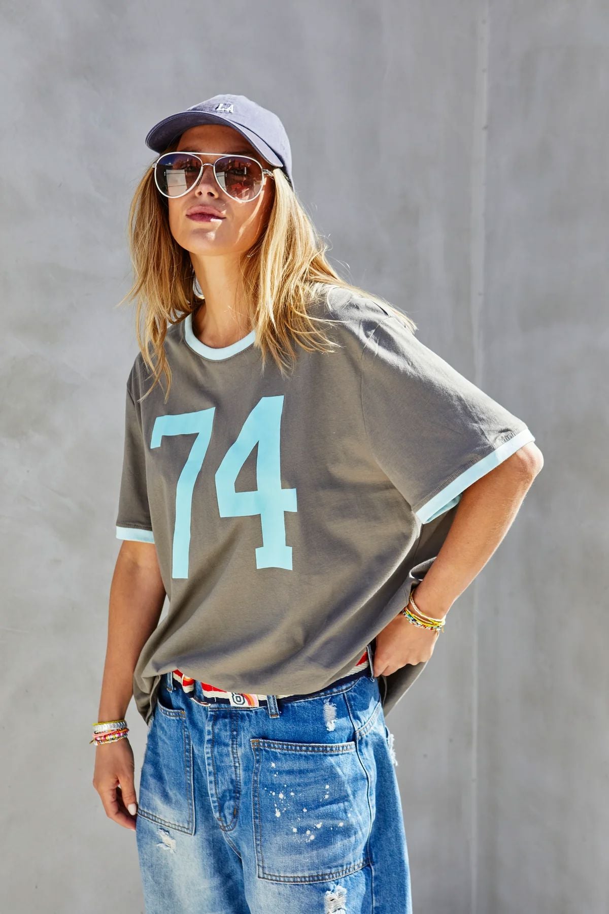 HAMMILL & CO Ringer Tee - Choc/Blue Tee - Zabecca Living