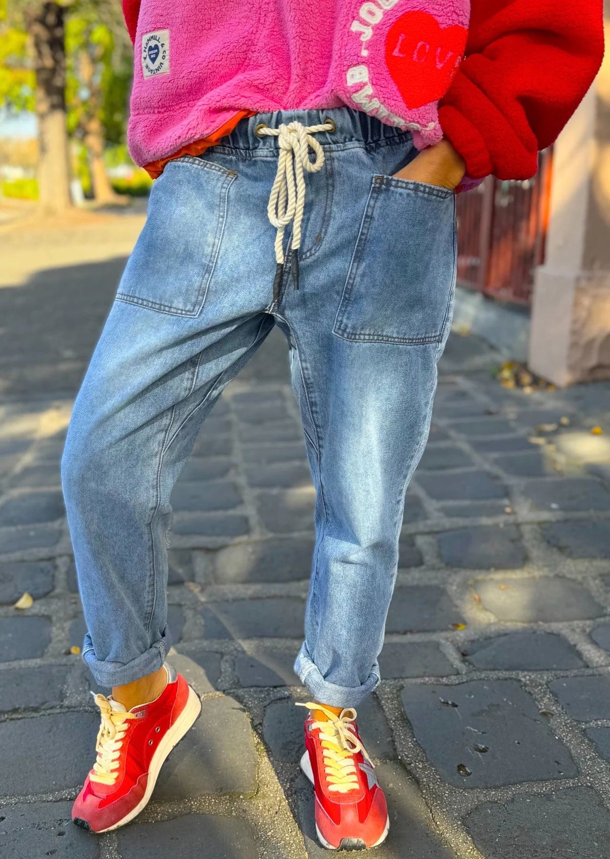 HAMMILL & CO Stonewash Track Jean JEANS - Zabecca Living