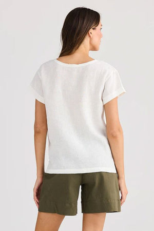 HOLIDAY Captain Tee - White Linen Tee - Zabecca Living