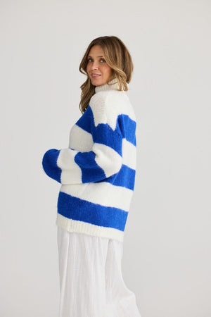 HOLIDAY Island Knit - Cobalt Stripe Jumpers + Knitwear - Zabecca Living