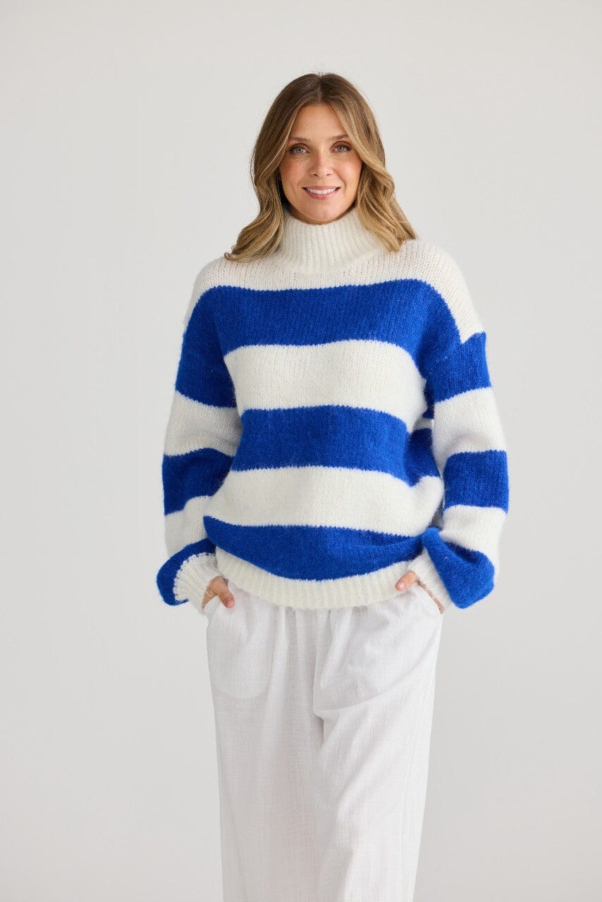 HOLIDAY Island Knit - Cobalt Stripe Jumpers + Knitwear - Zabecca Living