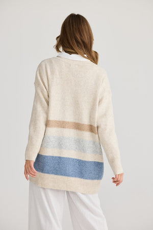 HOLIDAY On Deck Cardi - Denim Stripe CARDIGAN - Zabecca Living
