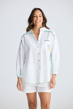HOLIDAY On Vacation Shirt - White Multi Shirts & Blouses - Zabecca Living