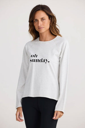 HOMELOVE Oh Sunday Top - Grey Marle Long Sleeve Tee - Zabecca Living