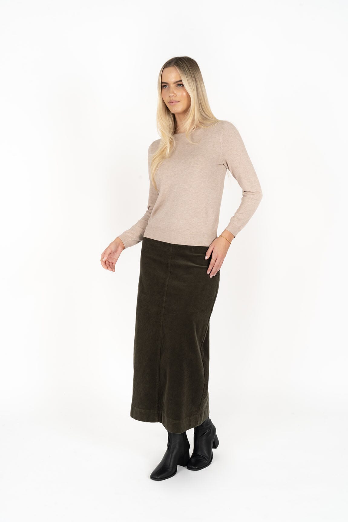 HUMIDITY LIFESTYLE Billie Cord Skirt- Moss Skirt - Zabecca Living
