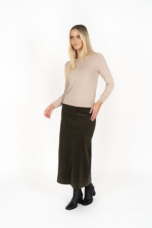 HUMIDITY LIFESTYLE Billie Cord Skirt- Moss Skirt - Zabecca Living