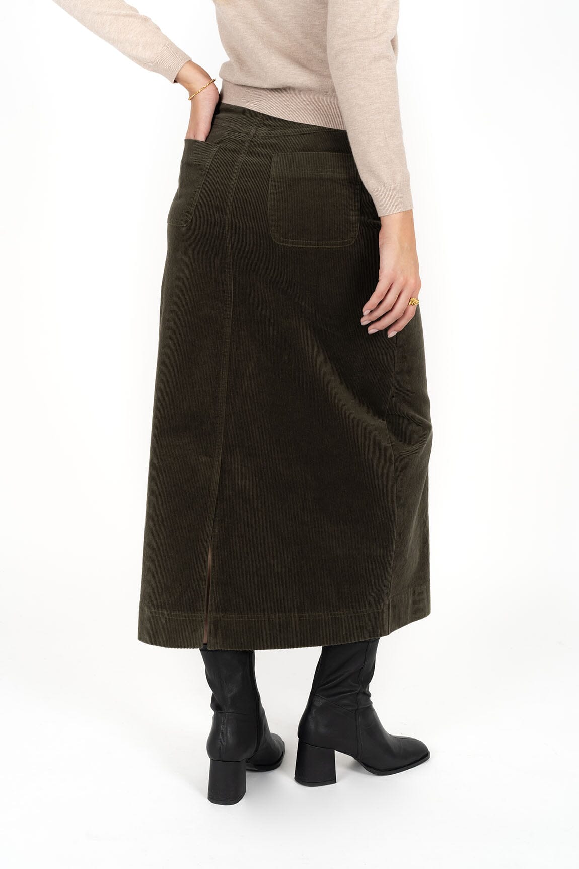 HUMIDITY LIFESTYLE Billie Cord Skirt- Moss Skirt - Zabecca Living