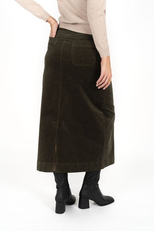 HUMIDITY LIFESTYLE Billie Cord Skirt- Moss Skirt - Zabecca Living