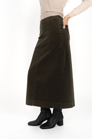 HUMIDITY LIFESTYLE Billie Cord Skirt- Moss Skirt - Zabecca Living