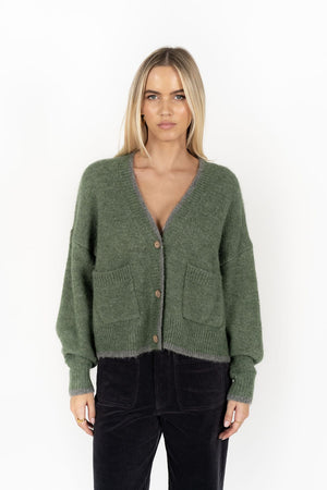HUMIDITY LIFESTYLE Romi Cardi - Green / Grey CARDIGAN - Zabecca Living