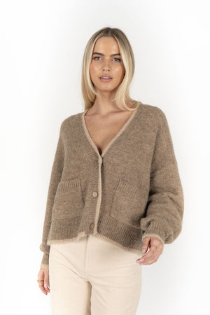 HUMIDITY LIFESTYLE Romi Cardi - Hazelnut / Cream CARDIGAN - Zabecca Living