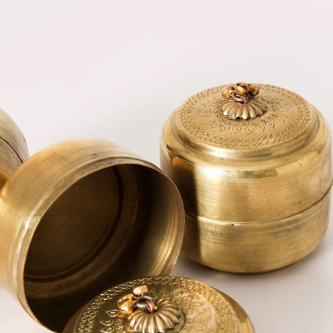 INDIGO LOVE Indian Brass Box bowl - Zabecca Living