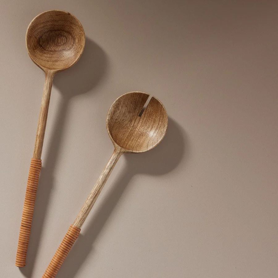 INDIGO LOVE Island Wooden Salad Servers KITCHEN + DINING - Zabecca Living