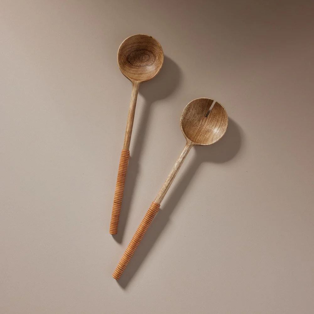 INDIGO LOVE Island Wooden Salad Servers KITCHEN + DINING - Zabecca Living