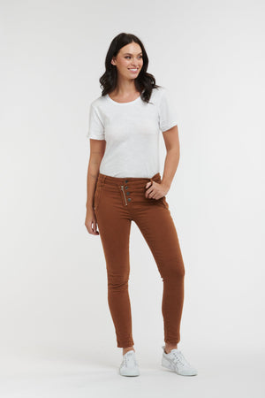 ITALIAN STAR Button Jeans - Brick JEANS - Zabecca Living