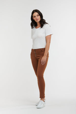 ITALIAN STAR Button Jeans - Brick JEANS - Zabecca Living