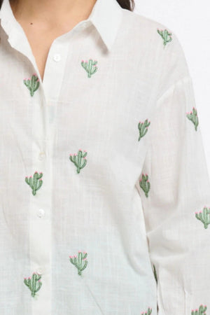ITALIAN STAR Cactus Shirt - White Shirts & Blouses - Zabecca Living