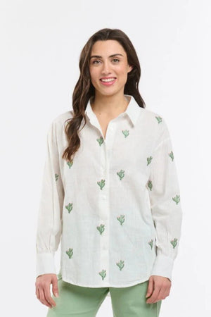 ITALIAN STAR Cactus Shirt - White Shirts & Blouses - Zabecca Living