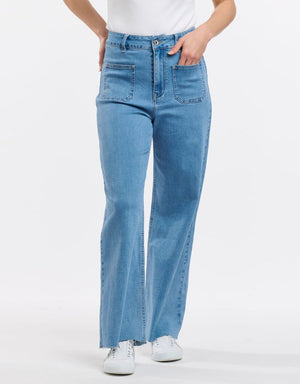 ITALIAN STAR Eddie Jeans 7/8 - Light Wash JEANS - Zabecca Living
