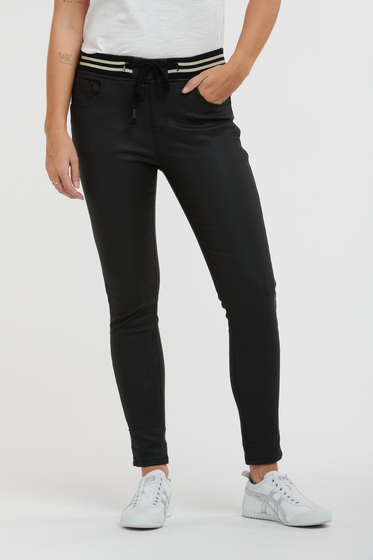 ITALIAN STAR Pleather Tommy Jean - Black JEANS - Zabecca Living