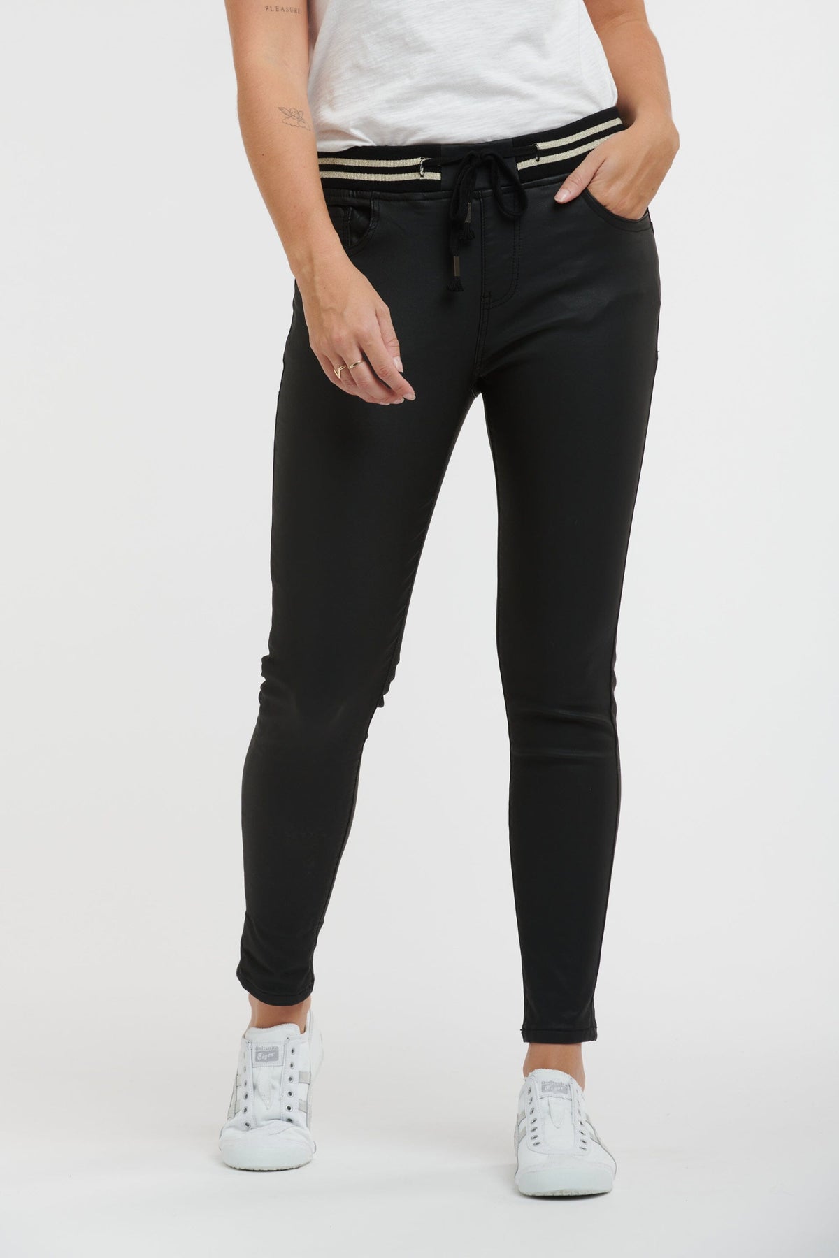 ITALIAN STAR Pleather Tommy Jean - Black JEANS - Zabecca Living