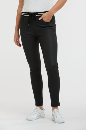ITALIAN STAR Pleather Tommy Jean - Black JEANS - Zabecca Living