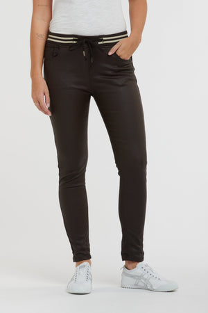 ITALIAN STAR Pleather Tommy Jean - Chocolate JEANS - Zabecca Living