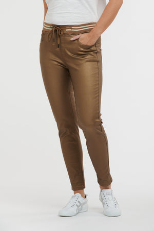 ITALIAN STAR Pleather Tommy Jean - Gold JEANS - Zabecca Living