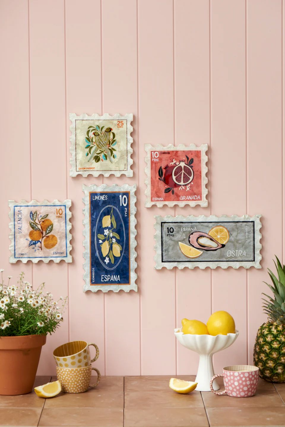 JONES & CO Pomegranate Stamp Wall Art WALL ART - Zabecca Living