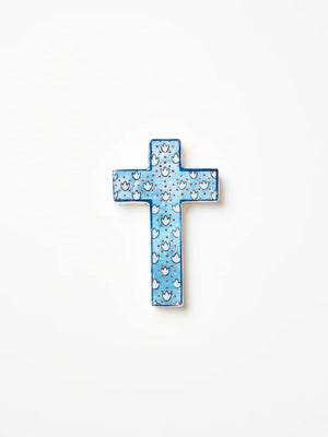 JONES & CO Samira Blue Lotus Small Cross WALL ART - Zabecca Living