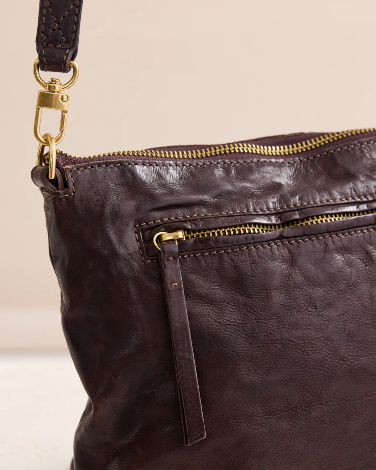 JUJU & CO Tumbled Large Essential Pouch - Chocolate HANDBAG - Zabecca Living