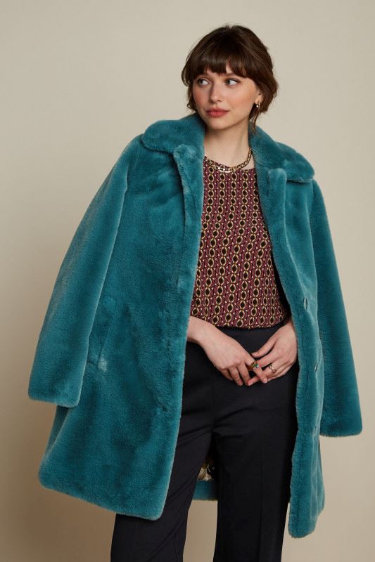 KING LOUIE Anais Coat Long Philly - Sea Blue Coat - Zabecca Living