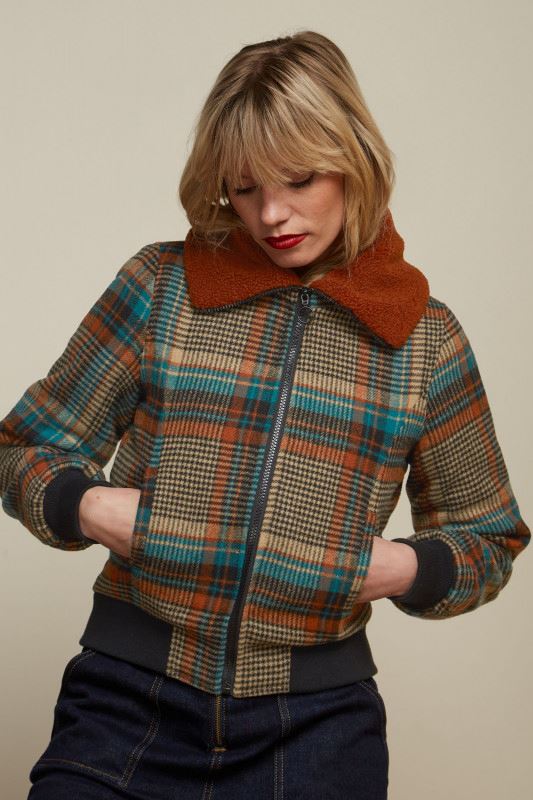 KING LOUIE Arizona Jacket Fitz Check - Black Jacket - Zabecca Living