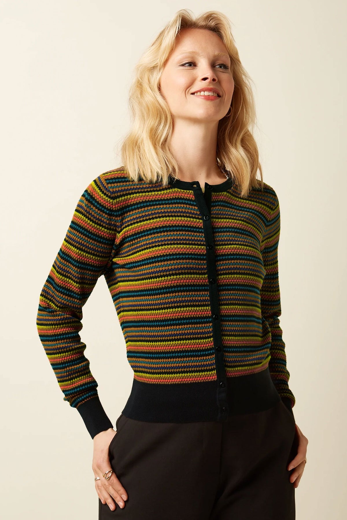 KING LOUIE Cardi Roundneck Marielle - Black CARDIGAN - Zabecca Living